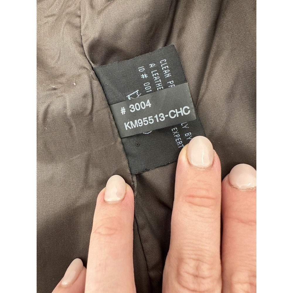 Kenneth Cole Leather Jacket Women’s Size Large Blazer Notched Moto Brown Button - Picture 8 of 11